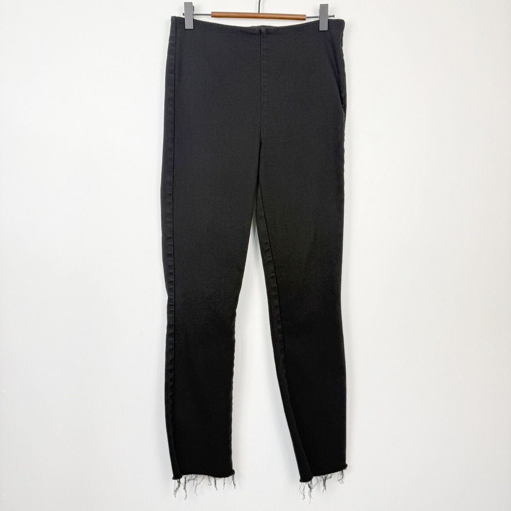 Frank & Eileen Illusion 01 Pull On Jeans Women 27 Black Raw Hem Ankle Mid Rise